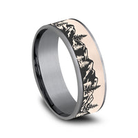 The Peak Men's Wedding Band in Grey Tantalum and 14K Rose Gold - 7.5mm Width by Brook and Branch