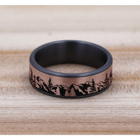 The Peak Men's Wedding Band in Grey Tantalum and 14K Rose Gold - 7.5mm Width by Brook and Branch