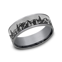 The Peak Men's Wedding Band in Grey Tantalum and Grey/Black Titanium - 7.5mm Width by Brook and Branch