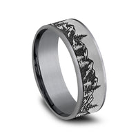 The Peak Men's Wedding Band in Grey Tantalum and Grey/Black Titanium - 7.5mm Width by Brook and Branch