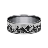 The Peak Men's Wedding Band in Grey Tantalum and Grey/Black Titanium - 7.5mm Width by Brook and Branch