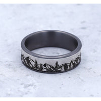 The Peak Men's Wedding Band in Grey Tantalum and Grey/Black Titanium - 7.5mm Width by Brook and Branch