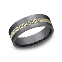 The Phantom Men's Wedding Band in Tantalum and 14K Yellow Gold - 7mm Width by Ammara Stone