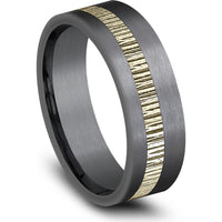 The Phantom Men's Wedding Band in Tantalum and 14K Yellow Gold - 7mm Width by Ammara Stone