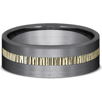 The Phantom Men's Wedding Band in Tantalum and 14K Yellow Gold - 7mm Width by Ammara Stone