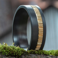 The Phantom Men's Wedding Band in Tantalum and 14K Yellow Gold - 7mm Width by Ammara Stone