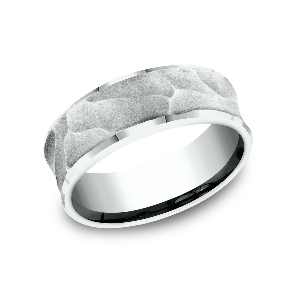 The Pharaoh Men's Wedding Band in 14K White Gold - 8mm Width by Benchmark