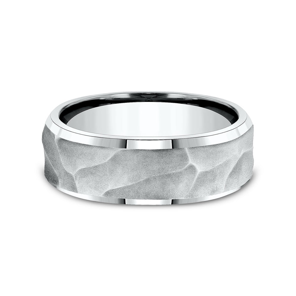 The Pharaoh Men's Wedding Band in 14K White Gold - 8mm Width by Benchmark