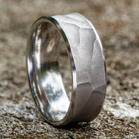 The Pharaoh Men's Wedding Band in 14K White Gold - 8mm Width by Benchmark