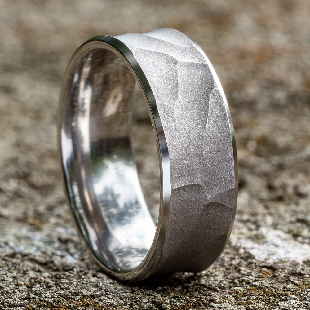 The Pharaoh Men's Wedding Band in 14K White Gold - 8mm Width by Benchmark