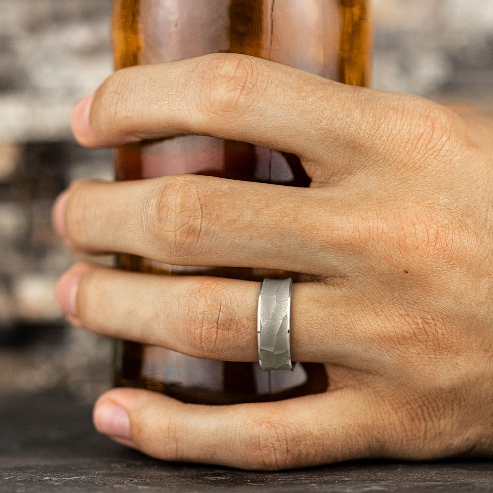 The Pharaoh Men's Wedding Band in 14K White Gold - 8mm Width by Benchmark