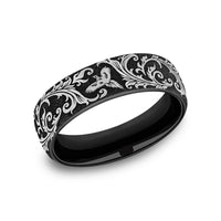 The Pheasant Men's Wedding Band in Grey/Black Titanium - 6.5mm Width by Brook and Branch