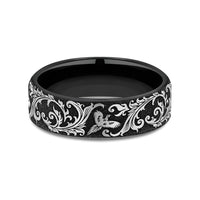 The Pheasant Men's Wedding Band in Grey/Black Titanium - 6.5mm Width by Brook and Branch