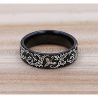 The Pheasant Men's Wedding Band in Grey/Black Titanium - 6.5mm Width by Brook and Branch