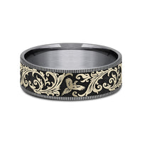 The Pheasant Men's Wedding Band in Grey Tantalum and 14K Yellow Gold - 7.5mm Width by Brook and Branch