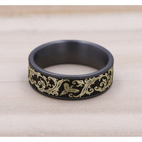 The Pheasant Men's Wedding Band in Grey Tantalum and 14K Yellow Gold - 7.5mm Width by Brook and Branch