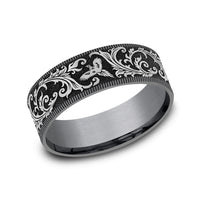 The Pheasant Men's Wedding Band in Grey Tantalum and Grey/Black Titanium - 7.5mm Width by Brook and Branch