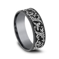 The Pheasant Men's Wedding Band in Grey Tantalum and Grey/Black Titanium - 7.5mm Width by Brook and Branch