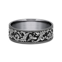The Pheasant Men's Wedding Band in Grey Tantalum and Grey/Black Titanium - 7.5mm Width by Brook and Branch