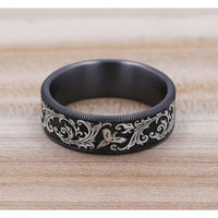 The Pheasant Men's Wedding Band in Grey Tantalum and Grey/Black Titanium - 7.5mm Width by Brook and Branch