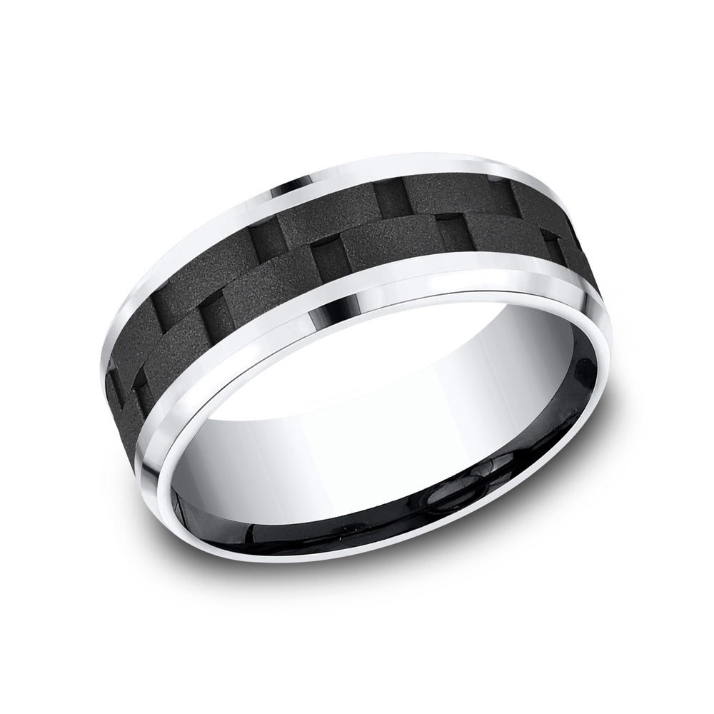 The Pilot Men's Wedding Band in Black Cobalt - 8mm Width by Forge