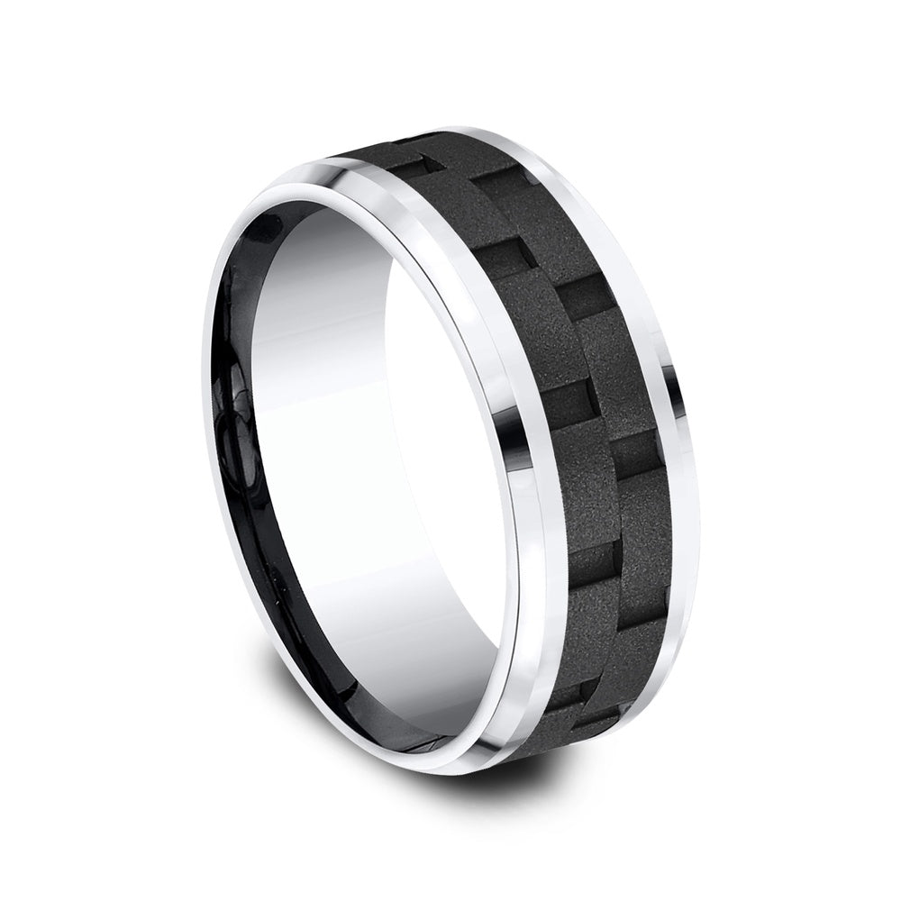 The Pilot Men's Wedding Band in Black Cobalt - 8mm Width by Forge