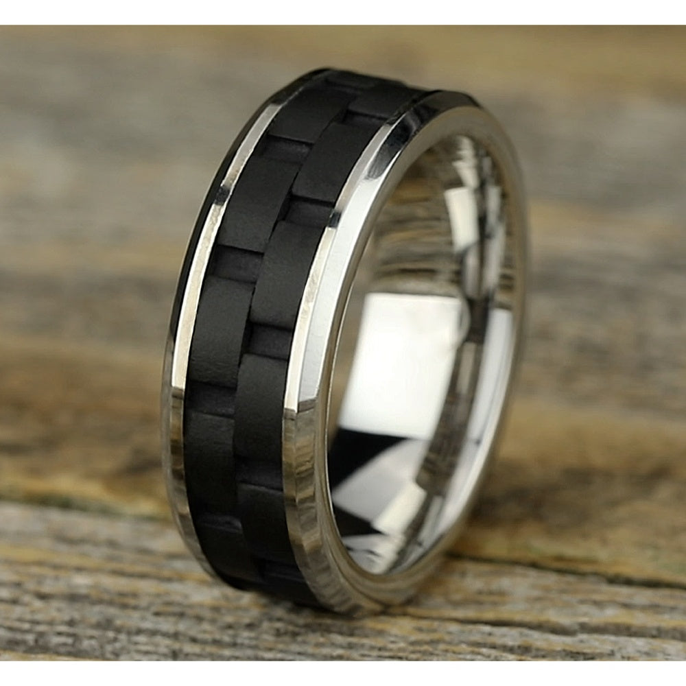 The Pilot Men's Wedding Band in Black Cobalt - 8mm Width by Forge