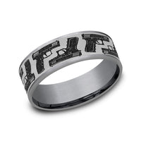 The Pistol Men's Wedding Band in Grey Tantalum and Grey/Black Titanium - 7.5mm Width by Brook and Branch