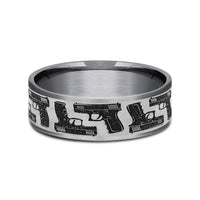 The Pistol Men's Wedding Band in Grey Tantalum and Grey/Black Titanium - 7.5mm Width by Brook and Branch