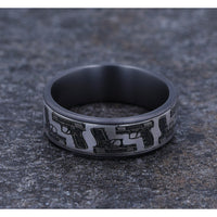 The Pistol Men's Wedding Band in Grey Tantalum and Grey/Black Titanium - 7.5mm Width by Brook and Branch