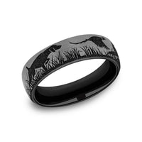 The Pointer Men's Wedding Band in Grey/Black Titanium - 6.5mm Width by Brook and Branch