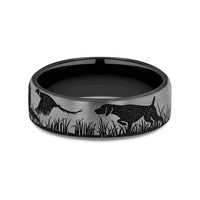 The Pointer Men's Wedding Band in Grey/Black Titanium - 6.5mm Width by Brook and Branch