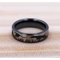 The Pointer Men's Wedding Band in Grey/Black Titanium - 6.5mm Width by Brook and Branch
