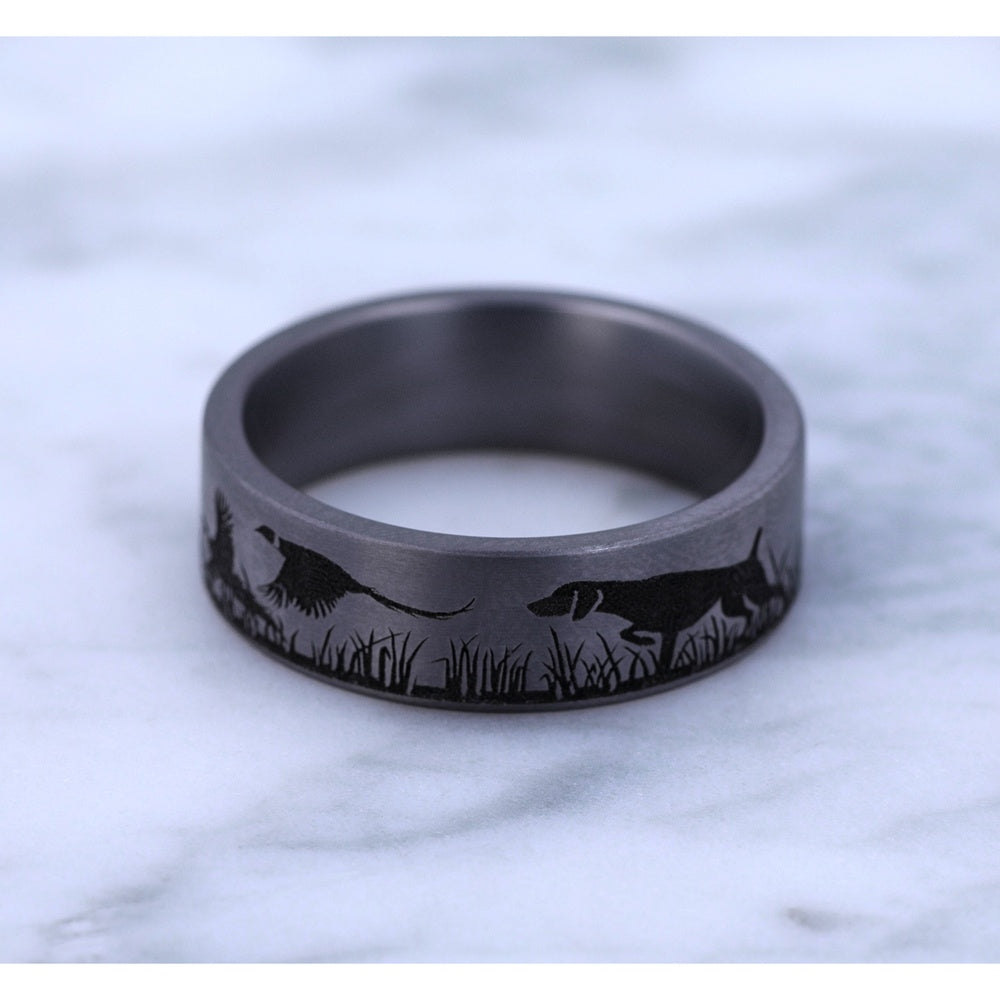 The Pointer Men's Wedding Band in Grey Tantalum - 7mm Width by Brook and Branch