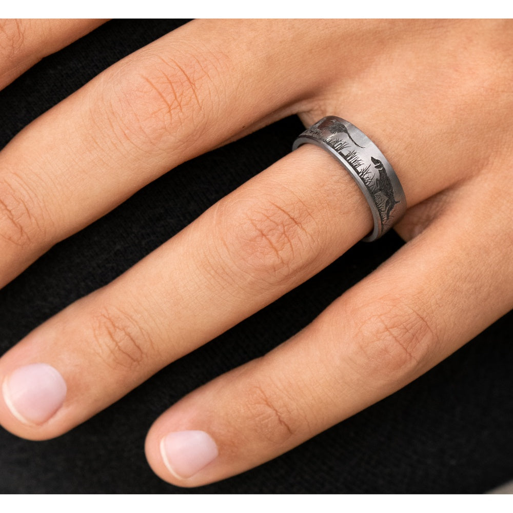 The Pointer Men's Wedding Band in Grey Tantalum - 7mm Width by Brook and Branch