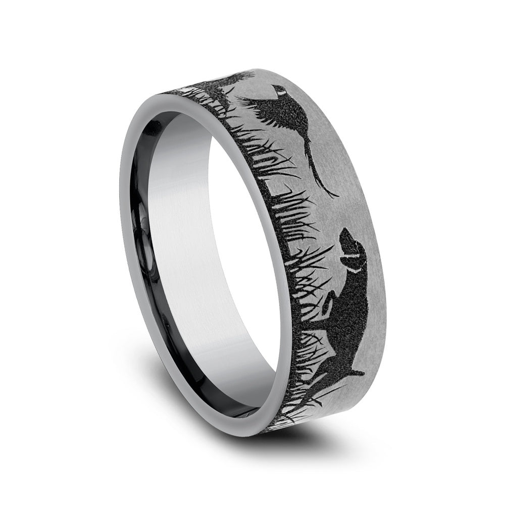The Pointer Men's Wedding Band in Tungsten - 7mm Width by Forge