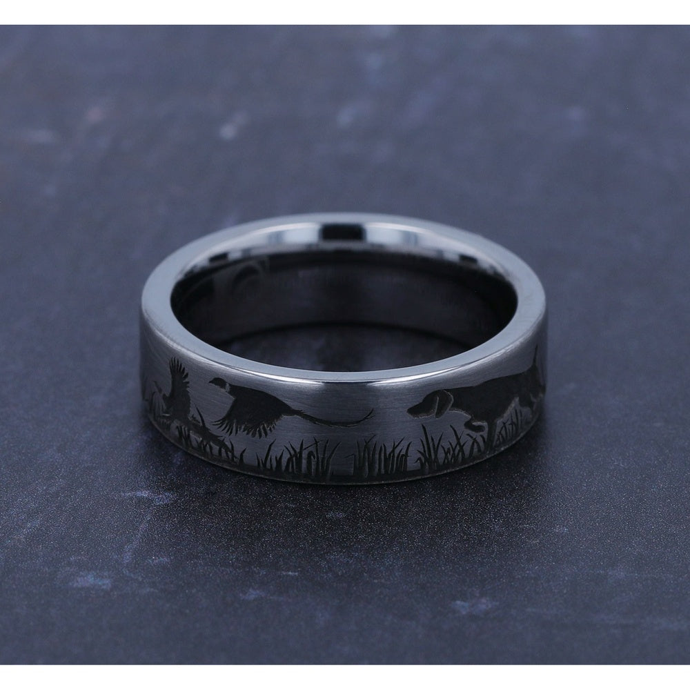 The Pointer Men's Wedding Band in Tungsten - 7mm Width by Forge