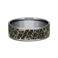 The Pollock Men's Wedding Band in Grey Tantalum and 14K Yellow Gold - 7.5mm Width by Ammara Stone
