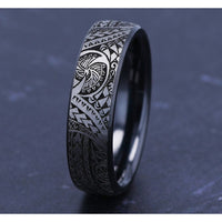 The Polynesian Men's Wedding Band in Grey-Black Titanium - 6.5mm Width by Forge