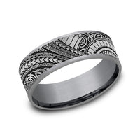 The Polynesian Men's Wedding Band in Grey Tantalum and Grey-Black Titanium - 7.5mm Width by Tantalum