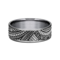 The Polynesian Men's Wedding Band in Grey Tantalum and Grey-Black Titanium - 7.5mm Width by Tantalum