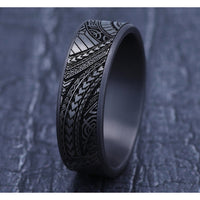 The Polynesian Men's Wedding Band in Grey Tantalum and Grey-Black Titanium - 7.5mm Width by Tantalum