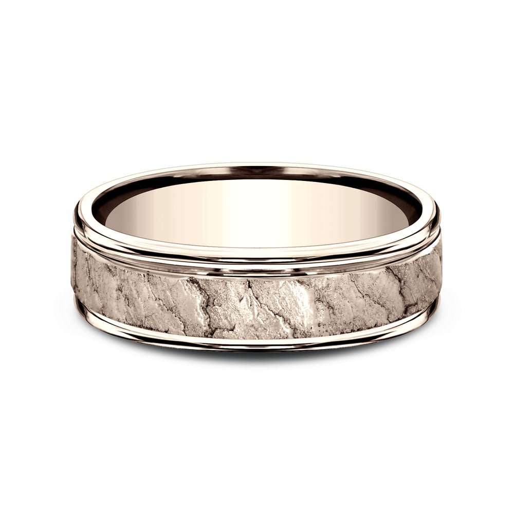 The Pompeii Men's Wedding Band in 14K Rose Gold - 6.5mm Width by Benchmark