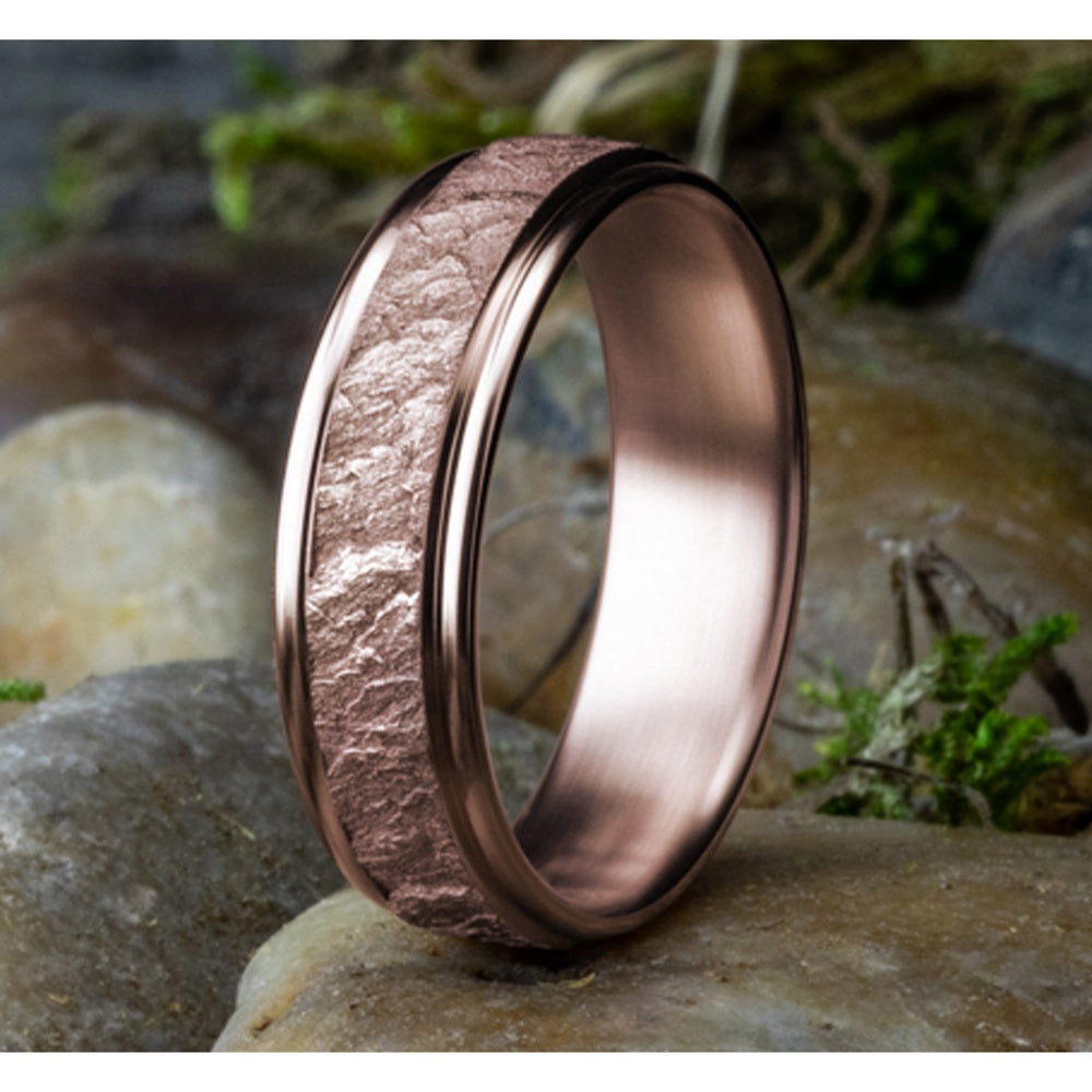 The Pompeii Men's Wedding Band in 14K Rose Gold - 6.5mm Width by Benchmark
