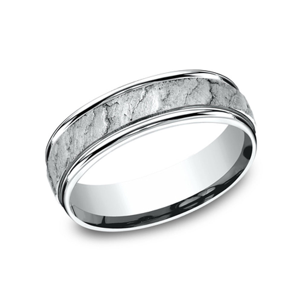 The Pompeii Men's Wedding Band in 14K White Gold - 6.5mm Width by Benchmark