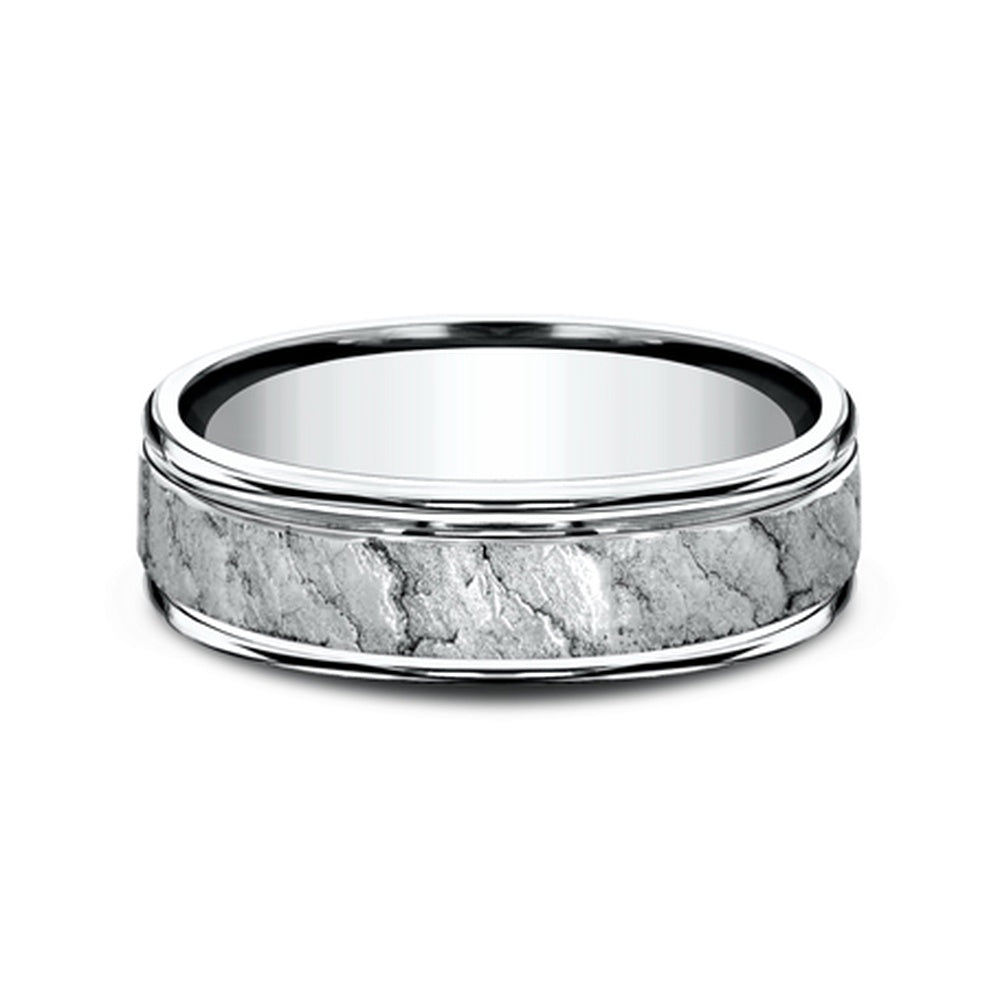 The Pompeii Men's Wedding Band in 14K White Gold - 6.5mm Width by Benchmark