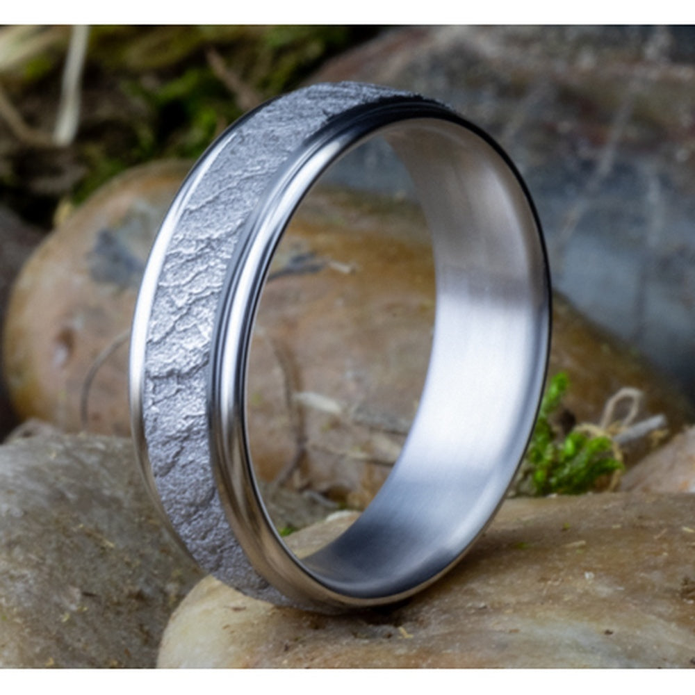 The Pompeii Men's Wedding Band in 14K White Gold - 6.5mm Width by Benchmark
