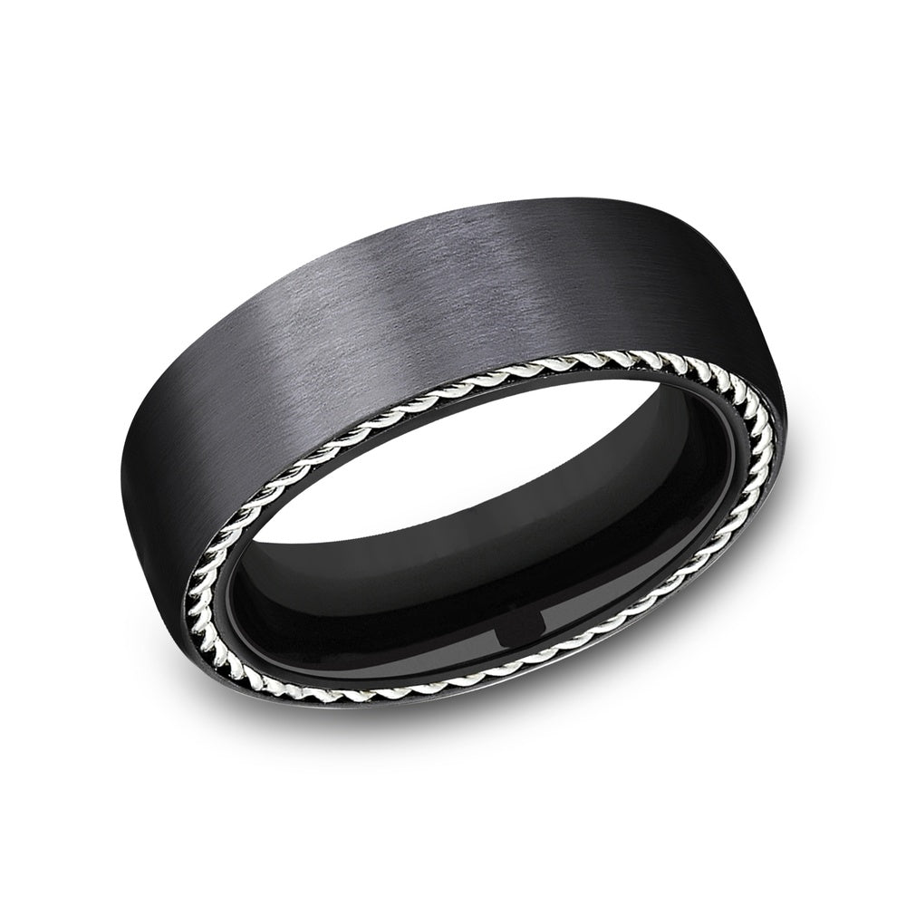 The Port Men's Wedding Band in Black Titanium - 7.5mm Width by Forge