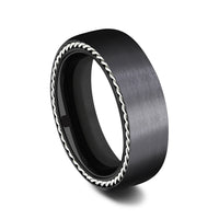 The Port Men's Wedding Band in Black Titanium - 7.5mm Width by Forge