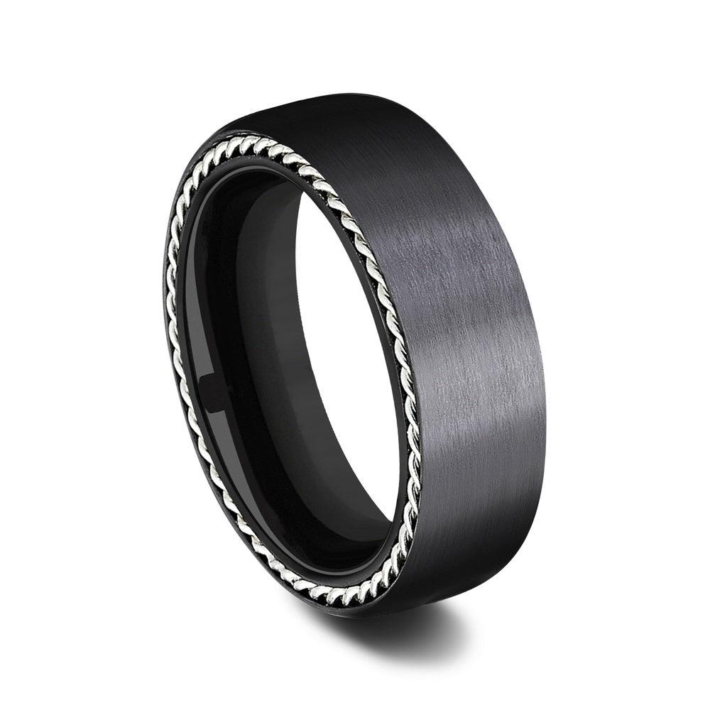 The Port Men's Wedding Band in Black Titanium - 7.5mm Width by Forge